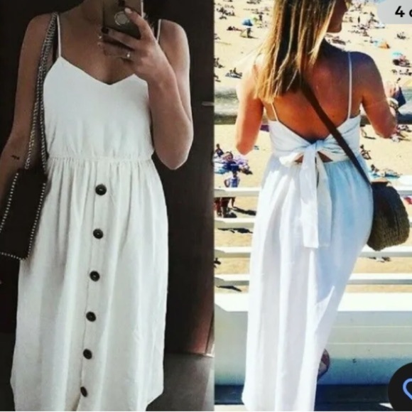 Zara trf Neutral tie back knot Dress Size M‎ romance simmer vacation midi straps - Picture 8 of 14